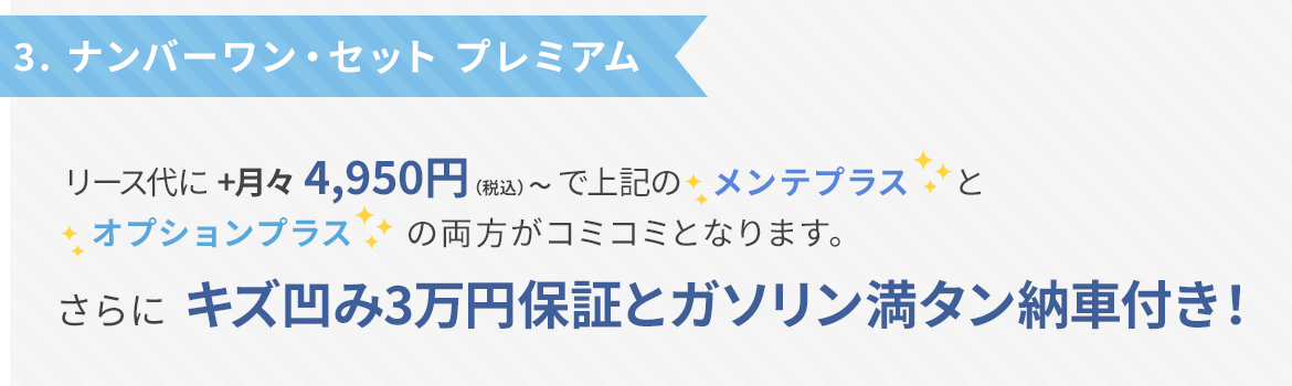 ナンバーワンセットは選べる3タイプ